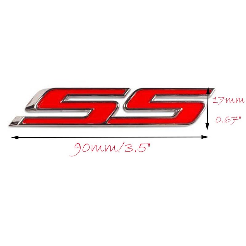 UpAuto 2pcs SS Emblem Metal Super Sport Emblem Badge 3D SS Sticker Parts Camaro SS for Chevrolet Camaro Gm Series (Red) - Image 3